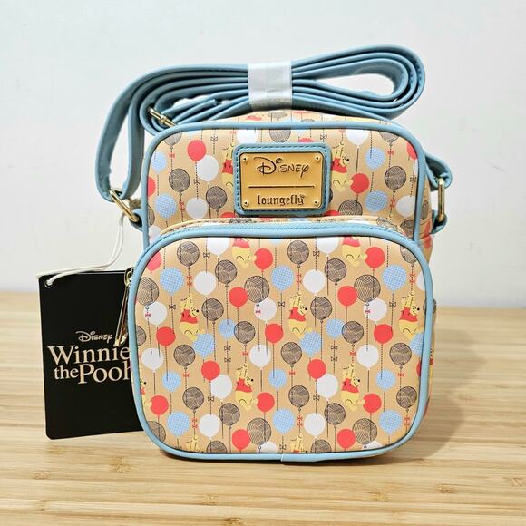 Loungefly Disney Winnie the Pooh Balloons All  Over Print Crossbody Bag Purse - Picture 1 of 4